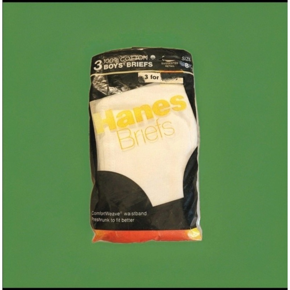 Vtg Hanes 1987 3 Pk Boys Size 8 USA Made 100% Cotton White Briefs Underwear NOS